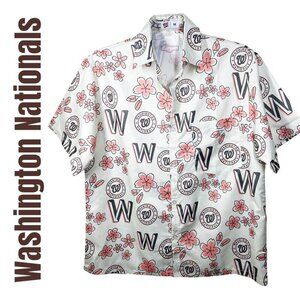 WASHINGTON NATIONALS HAWAIIAN CHERRY BLOSSOM BUTTON DOWN MEN'S, SIZE M